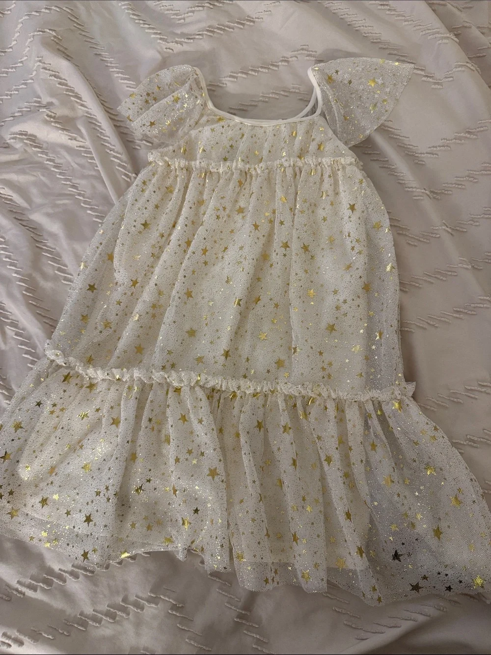 The Children's Place Ivory Tulle Dress with Gold Stars